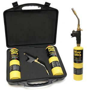 Saldatore piezoelettrico uso professionale con 2 bombole mapp ultra 400g in valigetta abs  1270.400