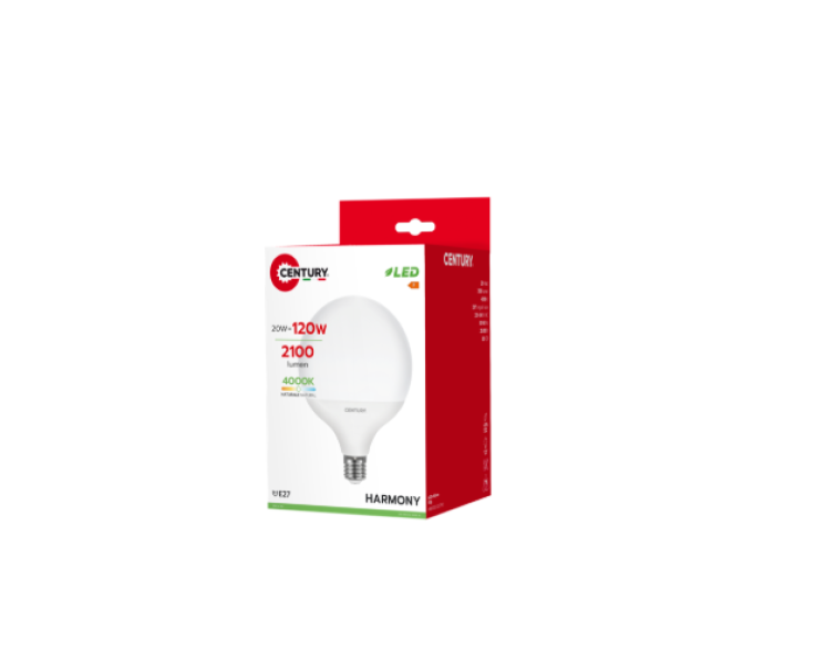 lampadina led globo century harmony e27 20w 4000k confezione retail