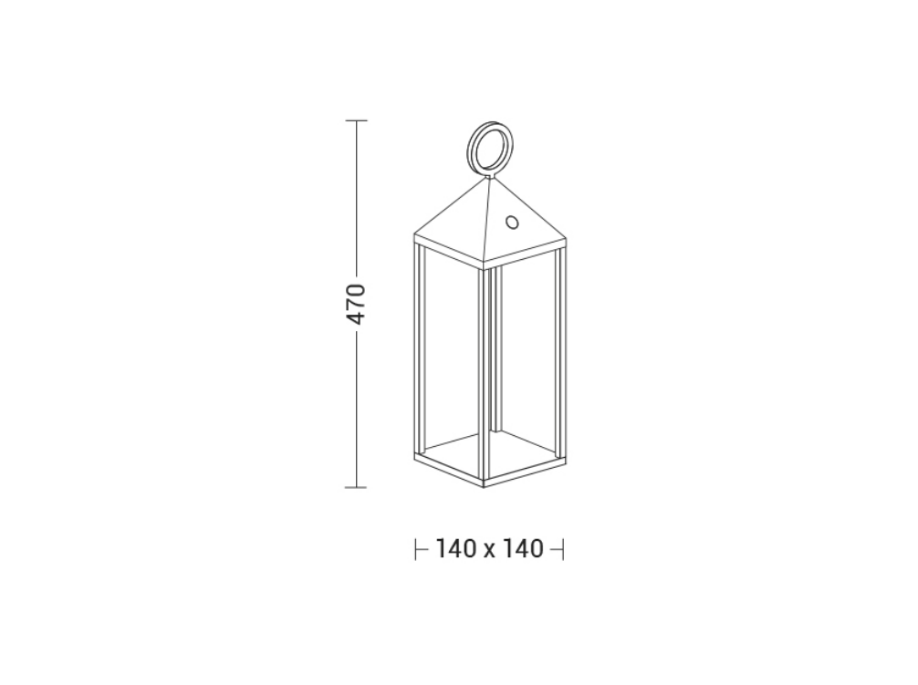 disegno tecnico lampada da tavolo portatile led antracite per esterno dimensioni lampada da tavolo portatile led antracite 140x140x470 mm