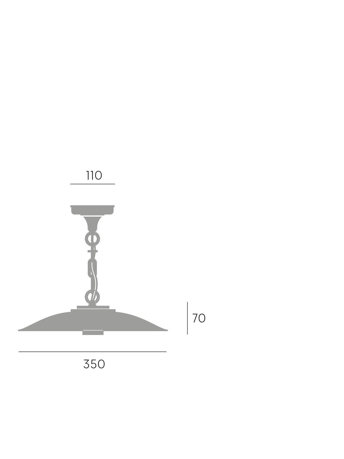 dimensioni lampada sospensione E27 Sovil 35 cm diametro grafite