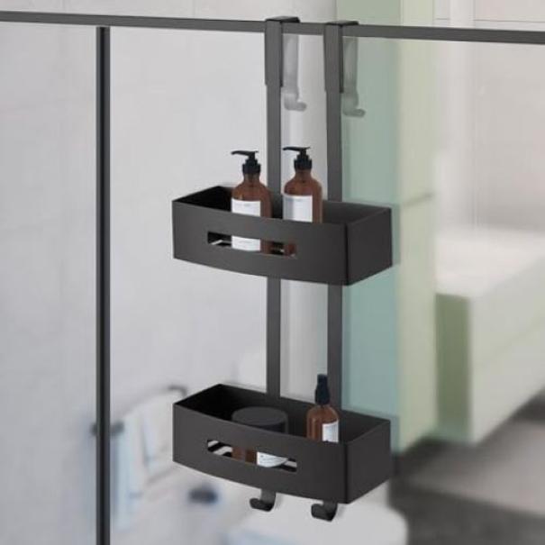 porta oggetti doccia doppio acciaio GEDY in uso installato accessorio moderno bagno