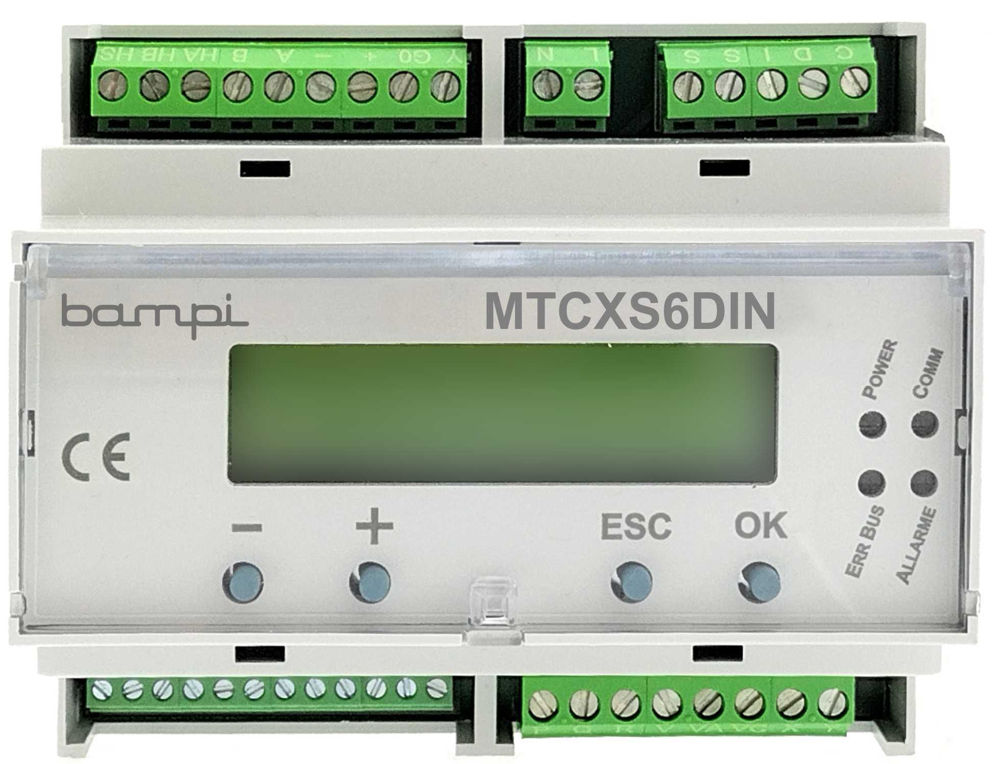 Regolatore digitale 6 moduli DIN per sistemi Smartouch con display e connettori bus Bampi