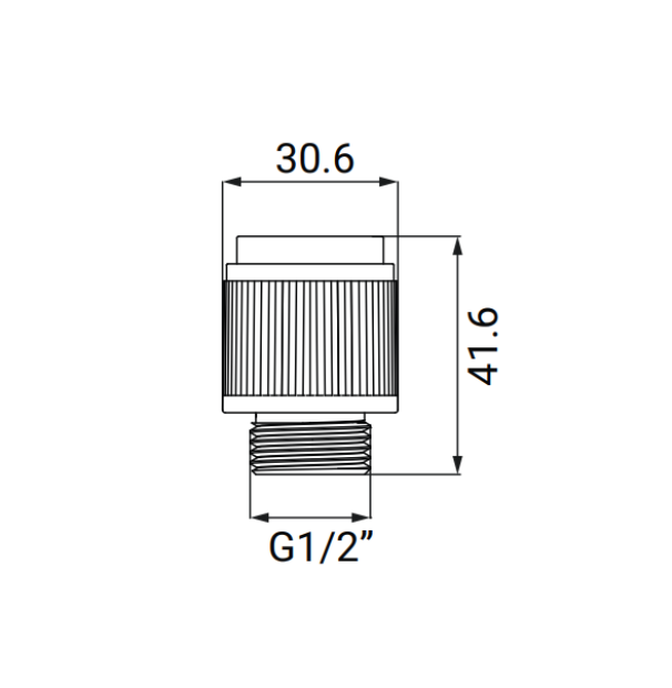 disegno tecnico raccordo regolazione flusso doccia dimensioni attacco g1/2 abs cromato