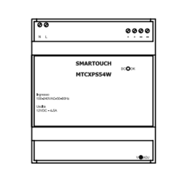 dettaglio installazione alimentatore barra din 54w bampi smartouch