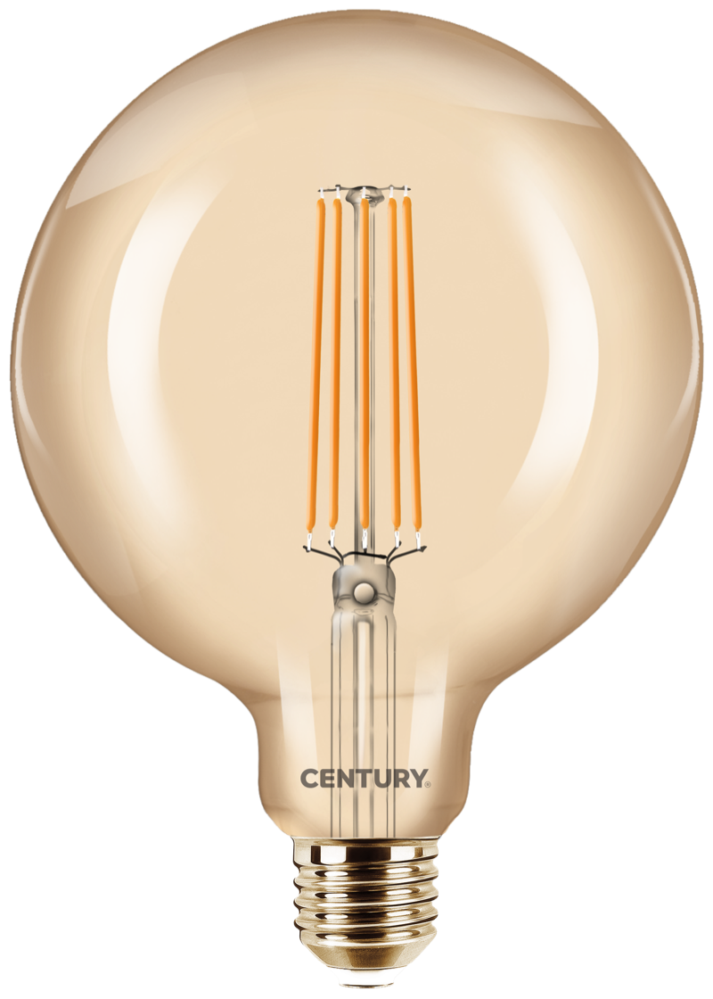 Lampadina LED filamento Globo G125 Century Italia vista frontale per illuminazione decorativa E27
