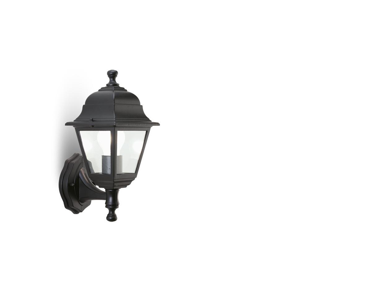 applique da parete nero sovil mini e27 per esterno in alluminio vetro diffusore trasparente