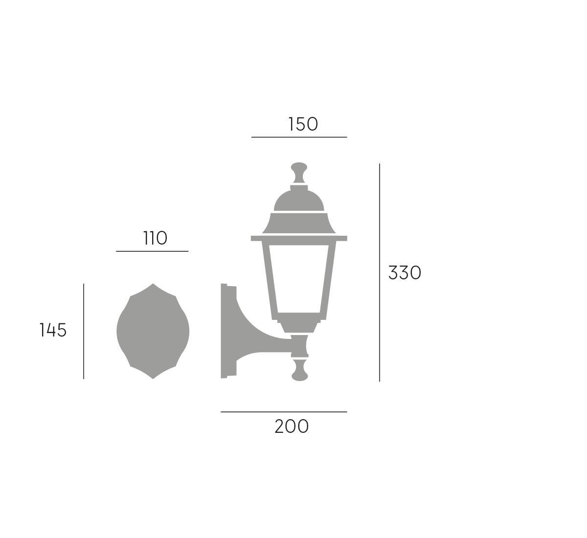 lampada applique sovil disegno tecnico dimensioni installazione parete
