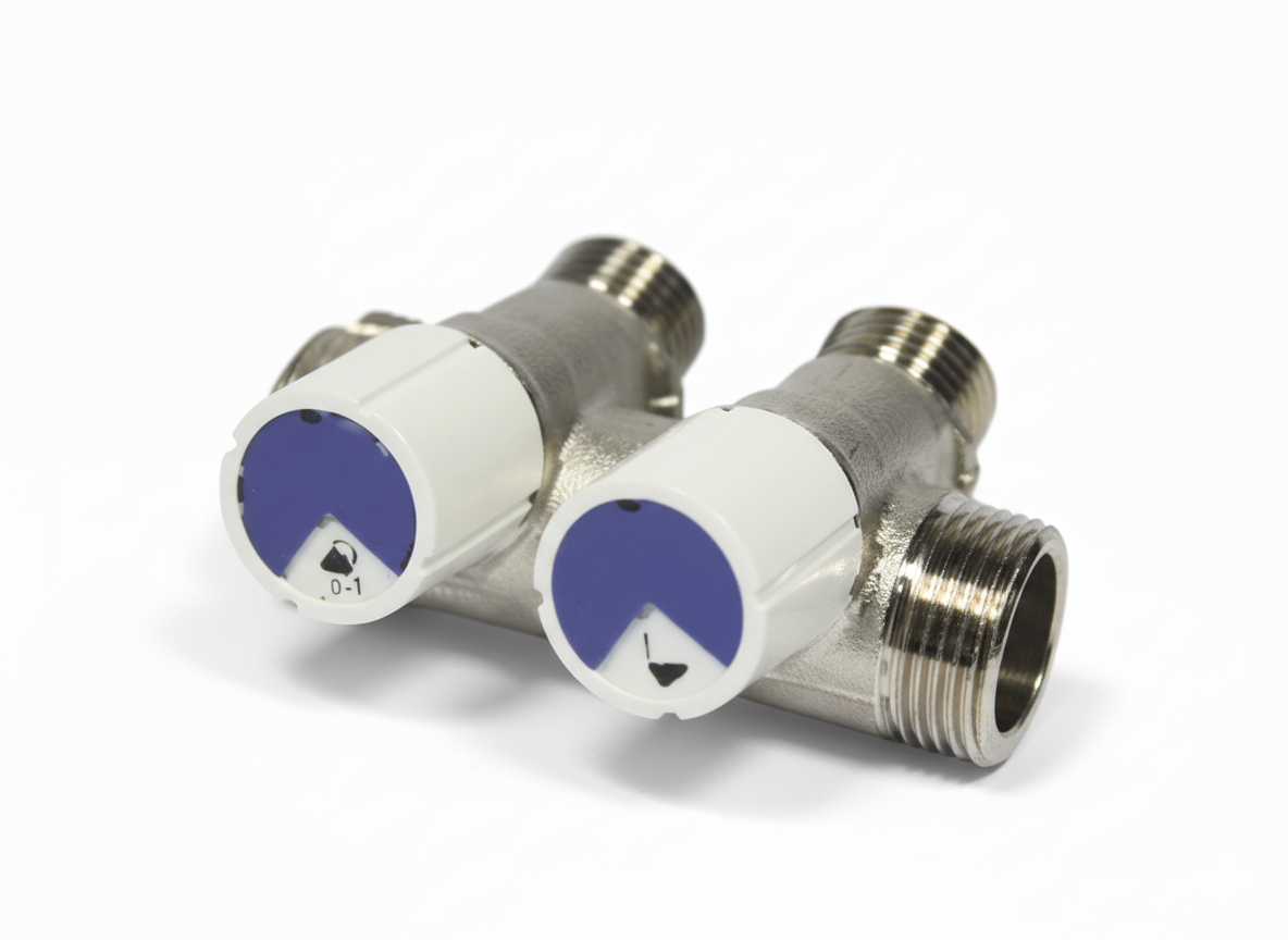 collettore idraulico 2 vie con rubinetti di chiusura per impianti BAMPI