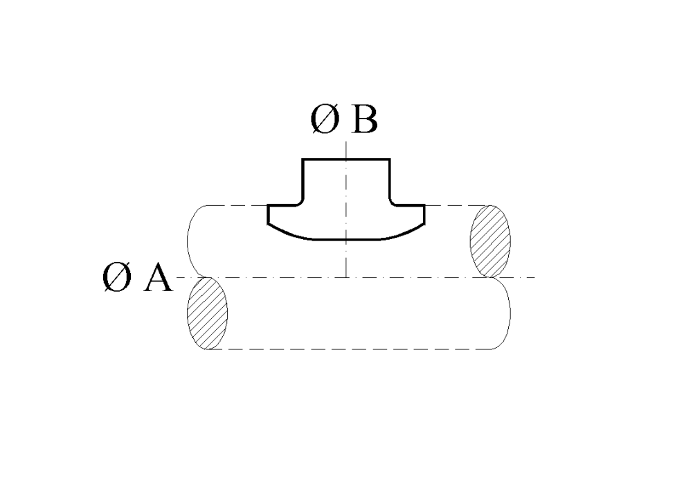 Disegno tecnico innesto a sella 90u00b0 diametro 250x125mm STEAM Schema tecnico innesto a sella 90 gradi per tubi aria diametro 250x125 mm STEAM