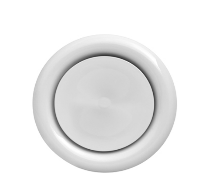 valvola di ventilazione circolare in polipropilene da 125 mm vista frontale per impianti aria STEAM