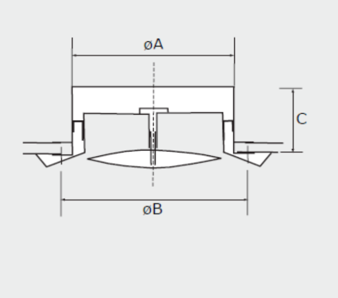 schema tecnico valvola ventilazione polipropilene diametro 125 mm misure dettagliate