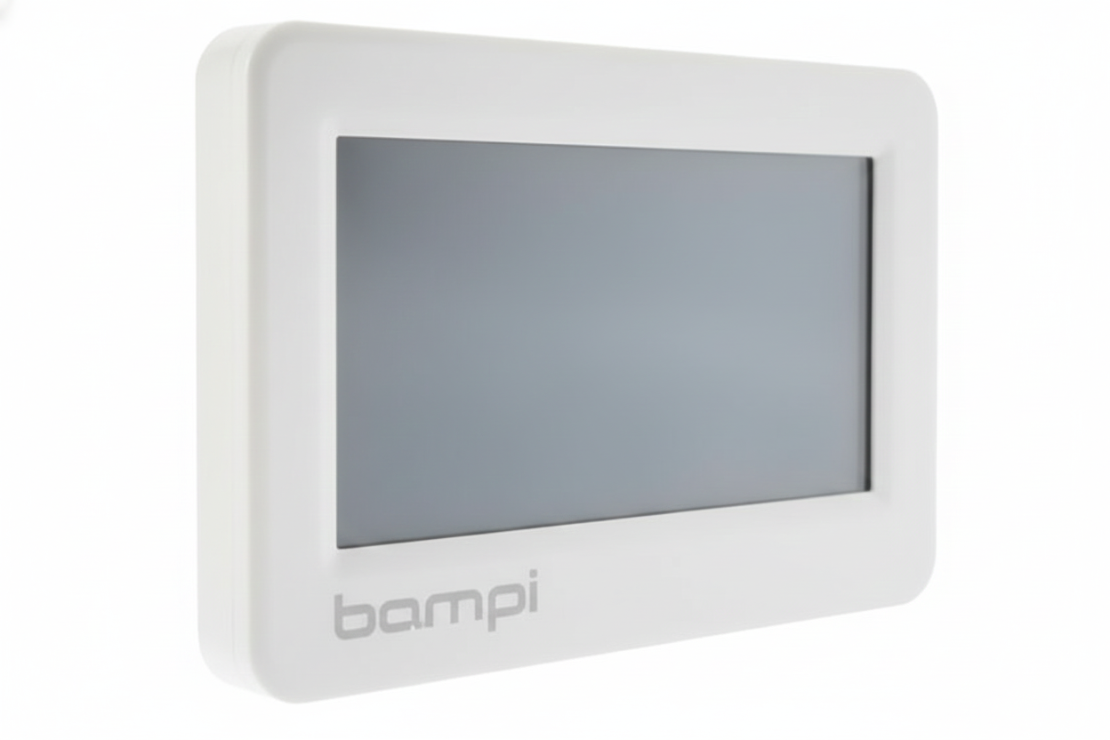 pannello touch screen wireless con sonda temperatura umiditu00e0 BAMPI per regolazione digitale clima ambiente