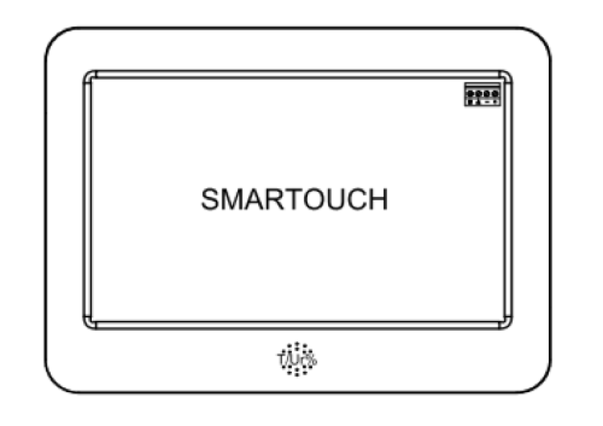 disegno tecnico pannello touch screen BAMPI smartouch per sistemi domotici regolazione ambiente