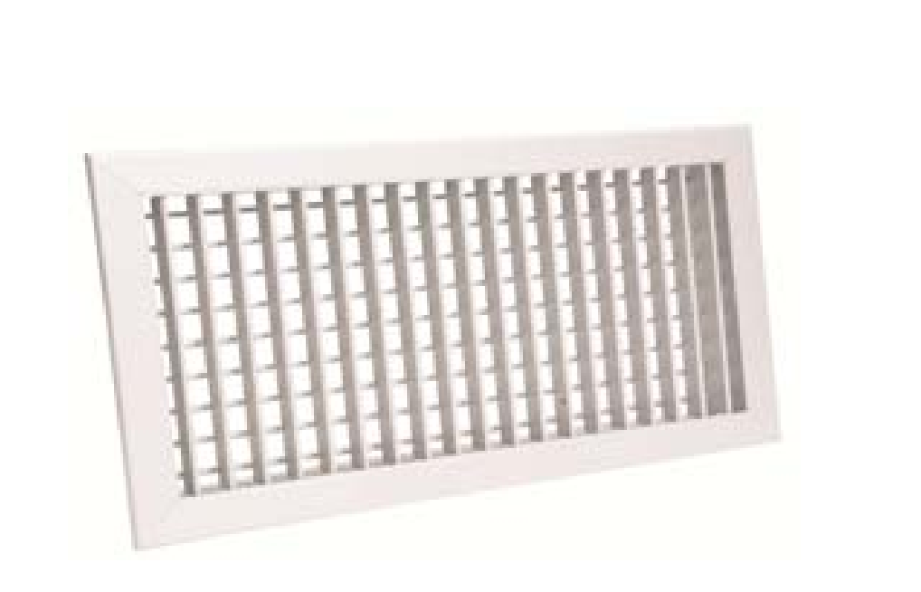 bocchetta di mandata in alluminio doppio filare 400x150 RAL 9010 STEAM bocchetta di mandata in alluminio verniciato bianco 400x150 vista frontale per impianti di ventilazione e climatizzazione