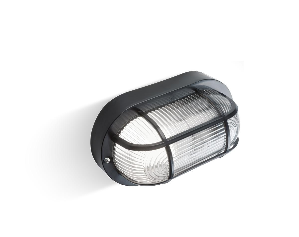 plafoniera ovale in resina nero con gabbia E27 Sovil illuminazione IP44