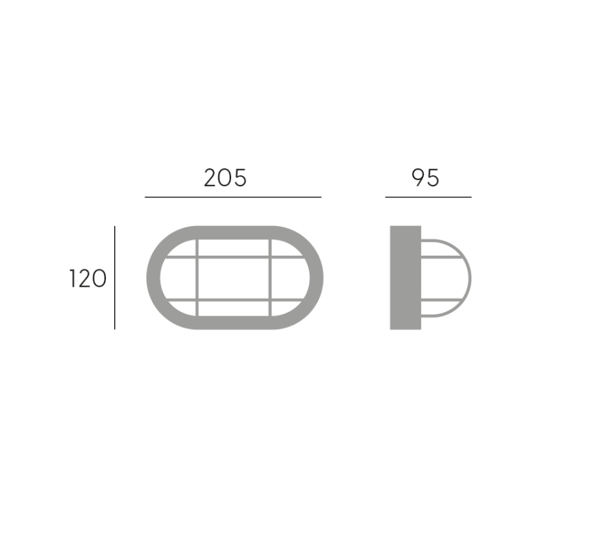 plafoniera ovale in resina nero con gabbia E27 Sovil illuminazione IP44
