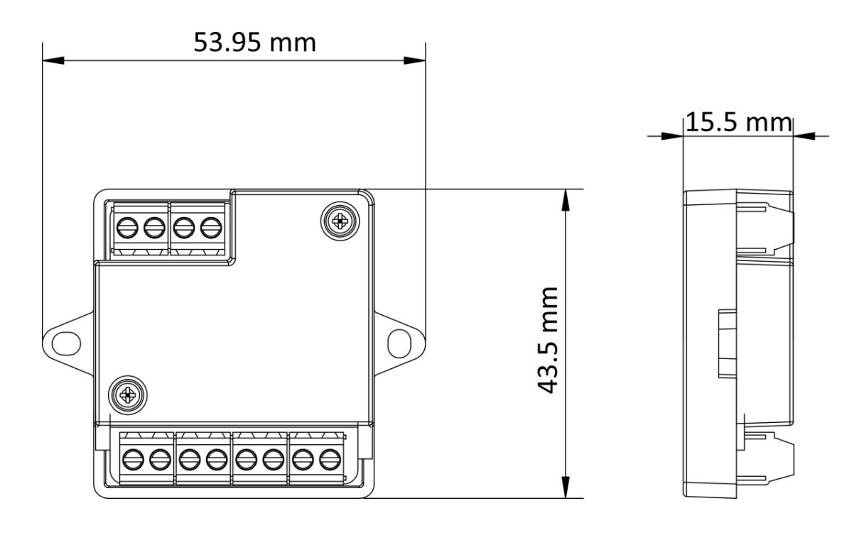dimensioni modulo sicurezza porta hikvision compatto 54x44x16 mm