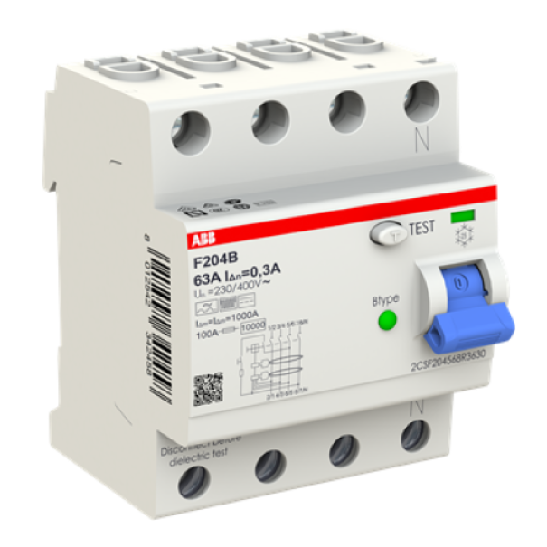 interruttore differenziale puro abb 4 poli 63a 300ma tipo b installazione laterale