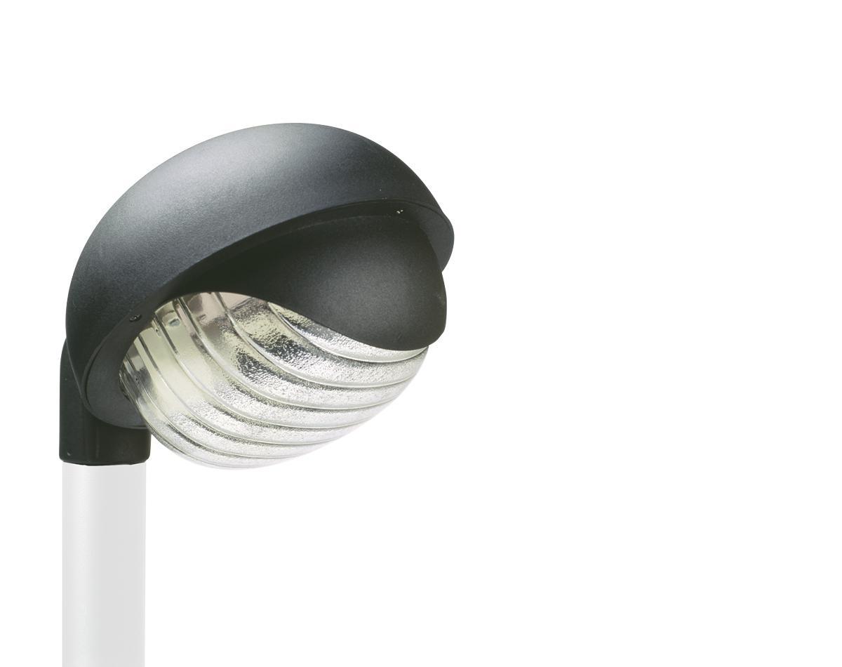 testa palo lampione per esterni E27 nero Sovil con diffusore vetro trasparente installazione su palo
