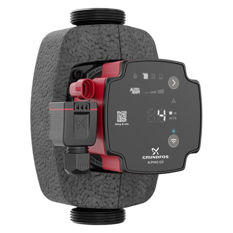 Gruppo circolatore Grundfos ALPHA2 GO 25-60 180 con isolamento termico integrato per efficienza impianti
