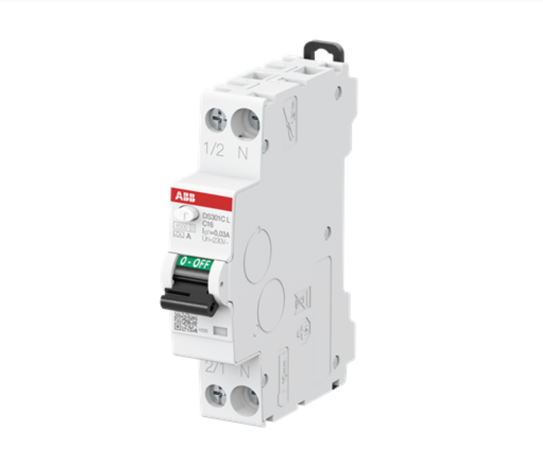 interruttore abb magnetotermico differenziale ds301c l c6 a30 dettaglio laterale installazione guida din