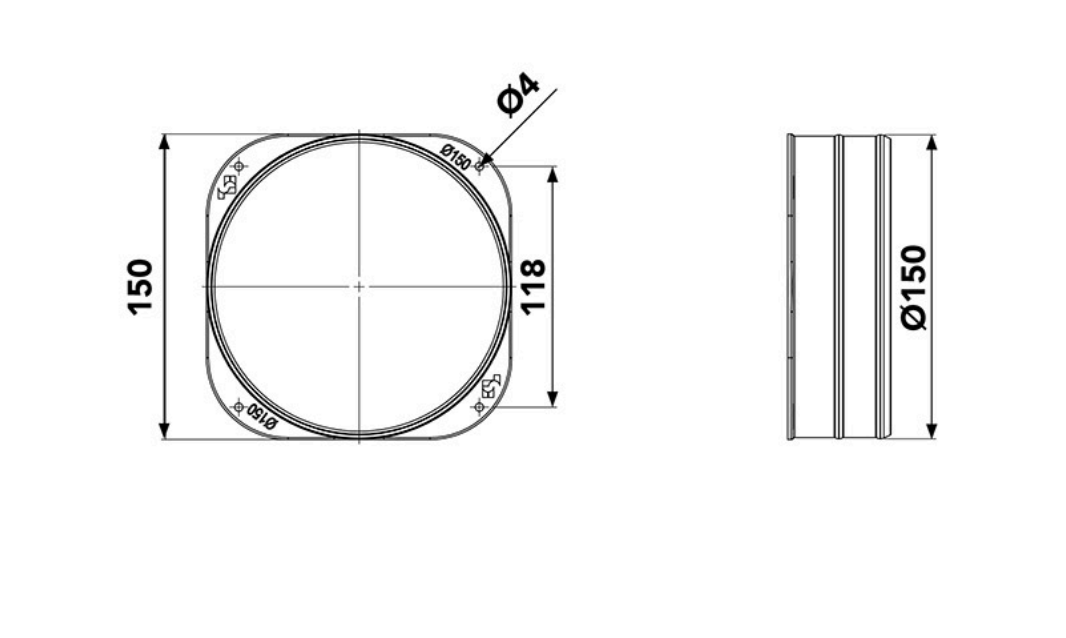 collarino per plenum ventilazione diametro 150 mm tecnosystemi fissaggio rapido polipropilene