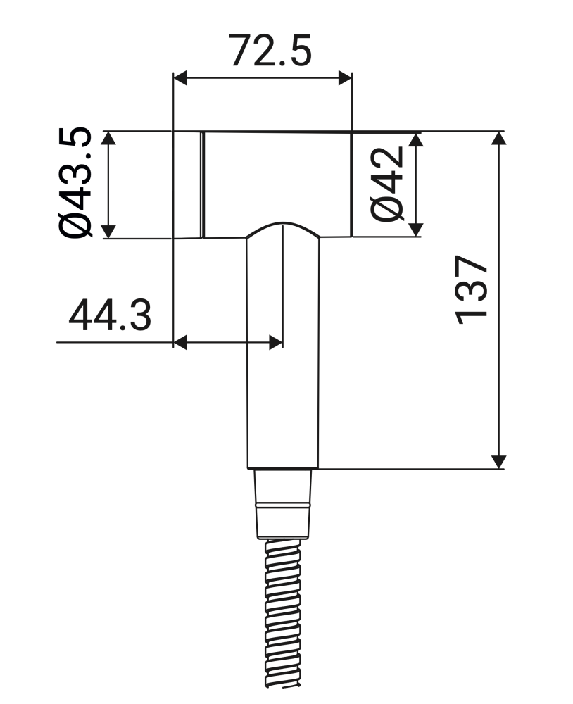 scheda tecnica doccetta flessibile dimensioni in dettaglio