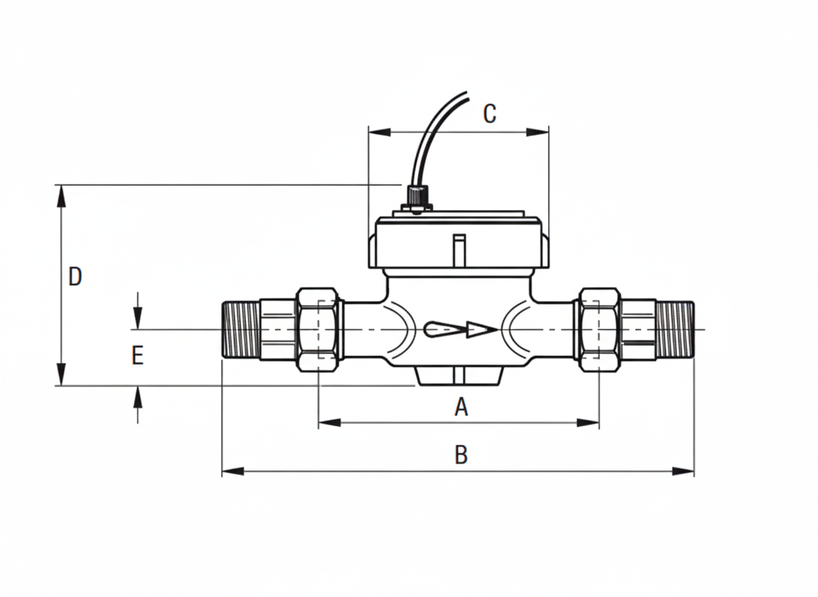dettaglio tecnico contatore impulsi a turbina per impianto idrico