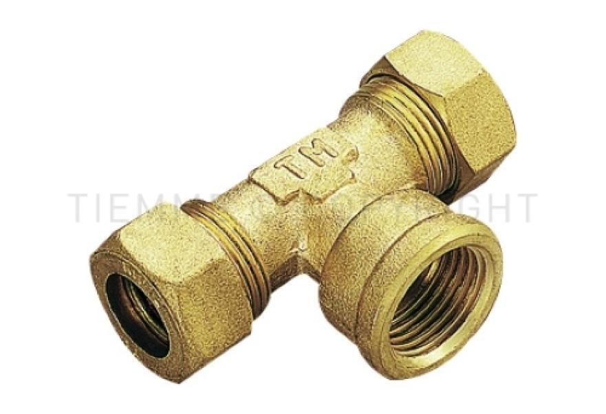 raccordo a t in ottone a compressione per tubo rame diametro 22 mm tiemme