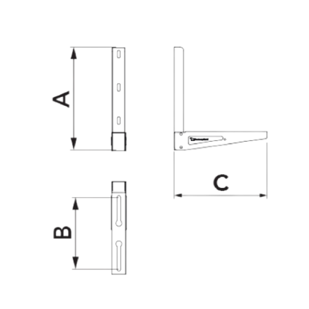 disegno tecnico mensola standard Tecnosystemi con quote di installazione