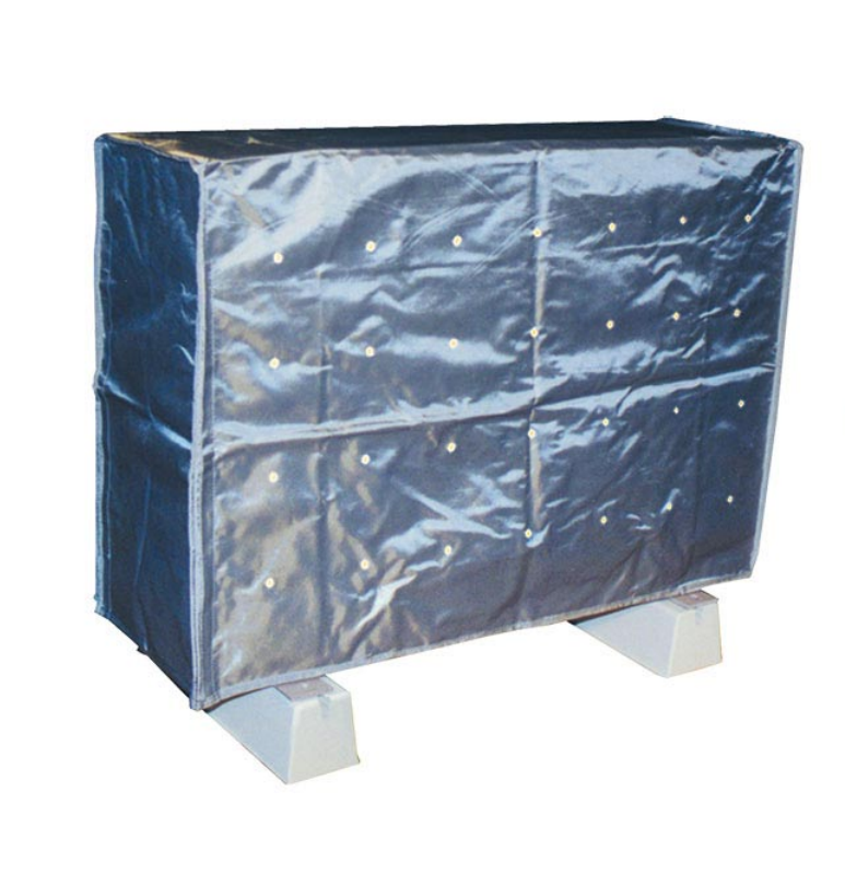 Retro del telo copertura motocondensante in PVC grigio con fori di aerazione per prevenire condensa