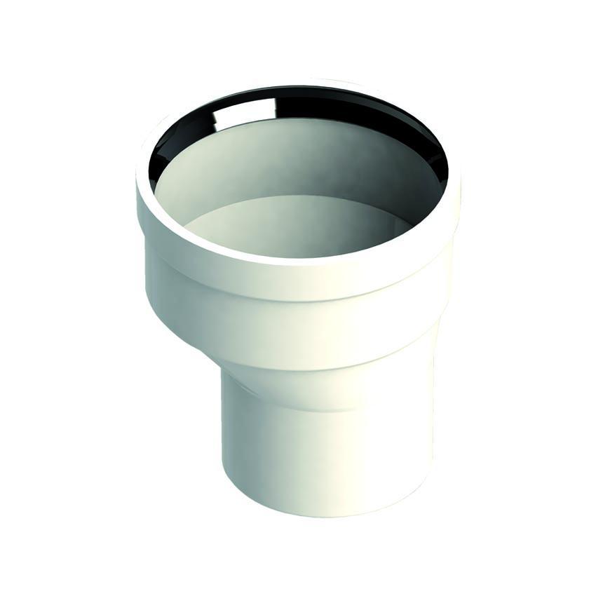 raccordo aumento asimmetrico in polipropilene bianco diametro 80 100 mm con guarnizione integrata