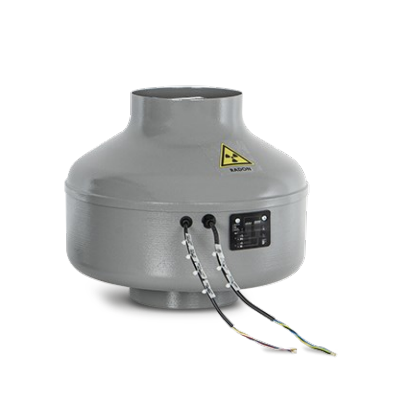 Aspiratore centrifugo in acciaio per mitigazione gas radon Vortice installazione su condotti 160 mm