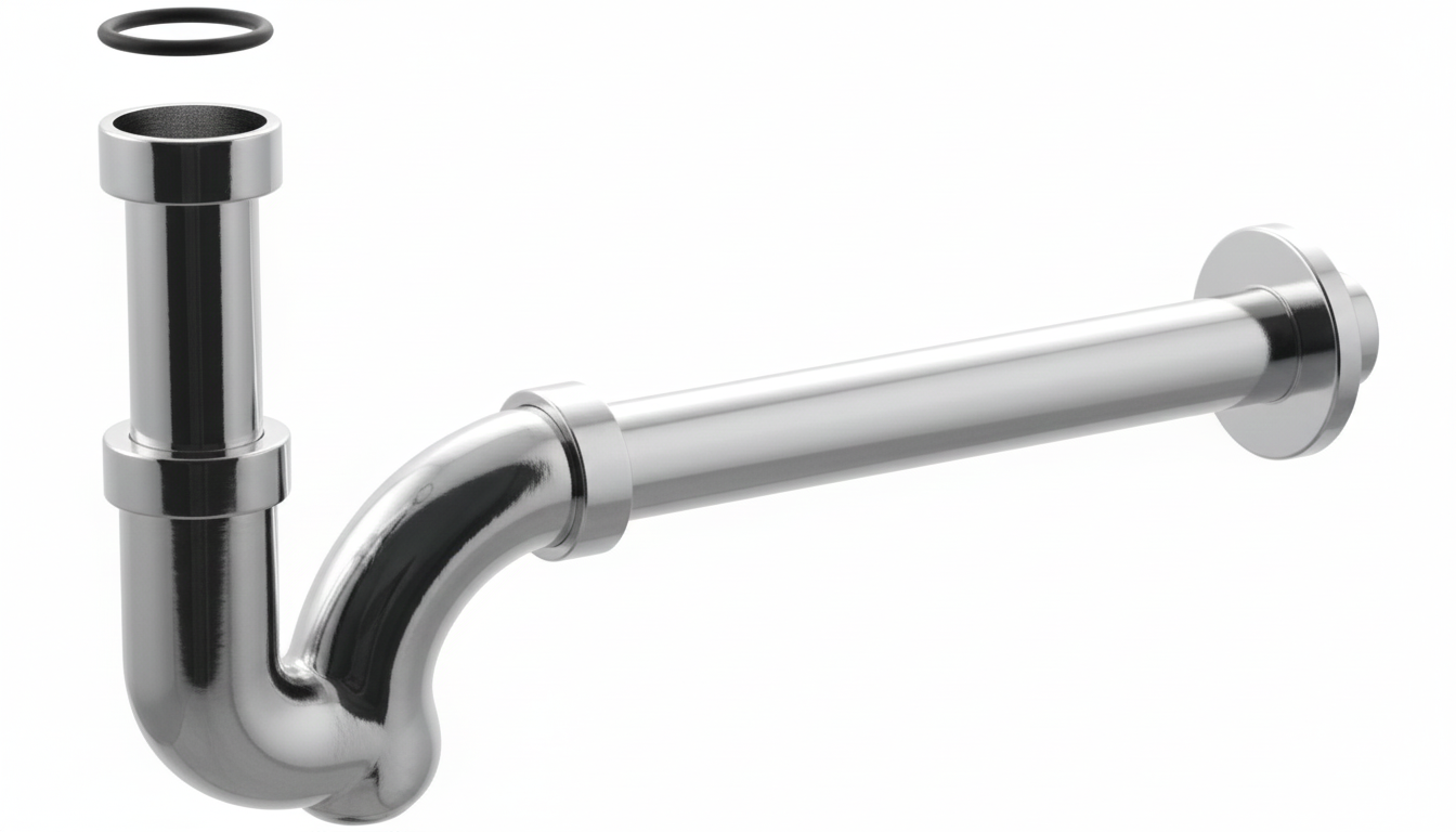 sifone ottone cromato per lavabo e bidet con tubo in acciaio inox e ispezione laterale