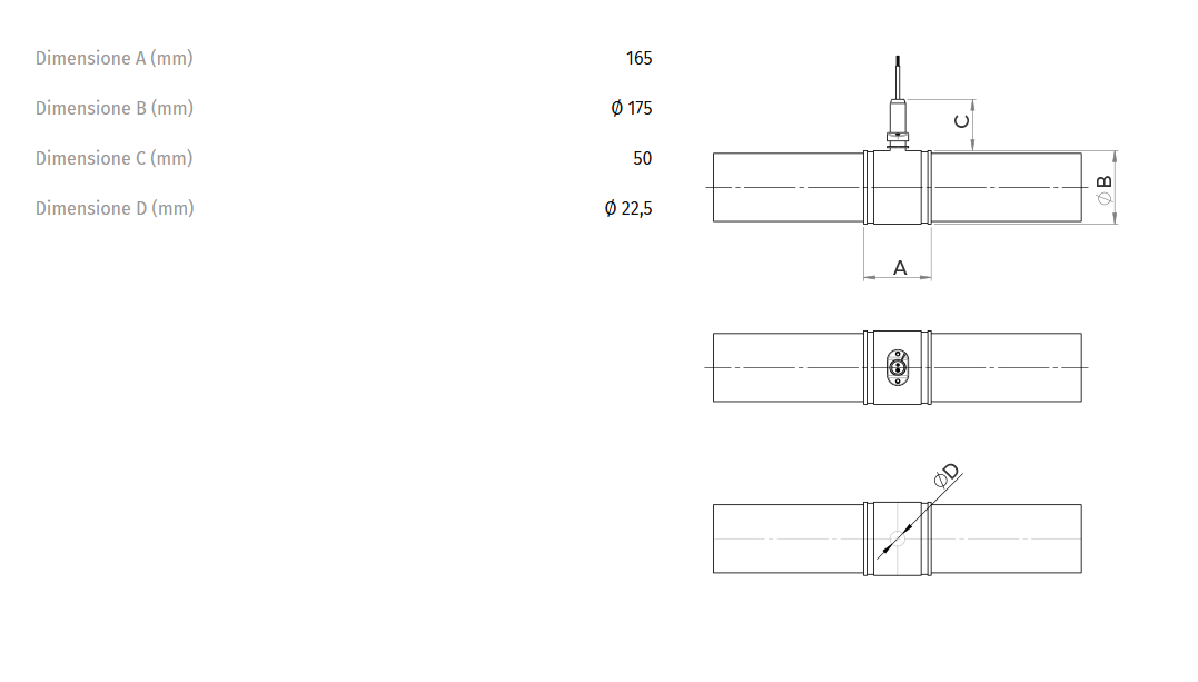 dettaglio manicotto in polimero con fascetta per collegamento tubazioni aria