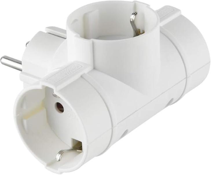 vista laterale adattatore triplo schuko bianco 16a elettrodomestici multipresa compatta