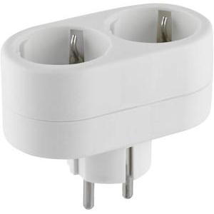Adattatore doppio frontale 2 prese schuko 16a spina tedesca bianco  55072