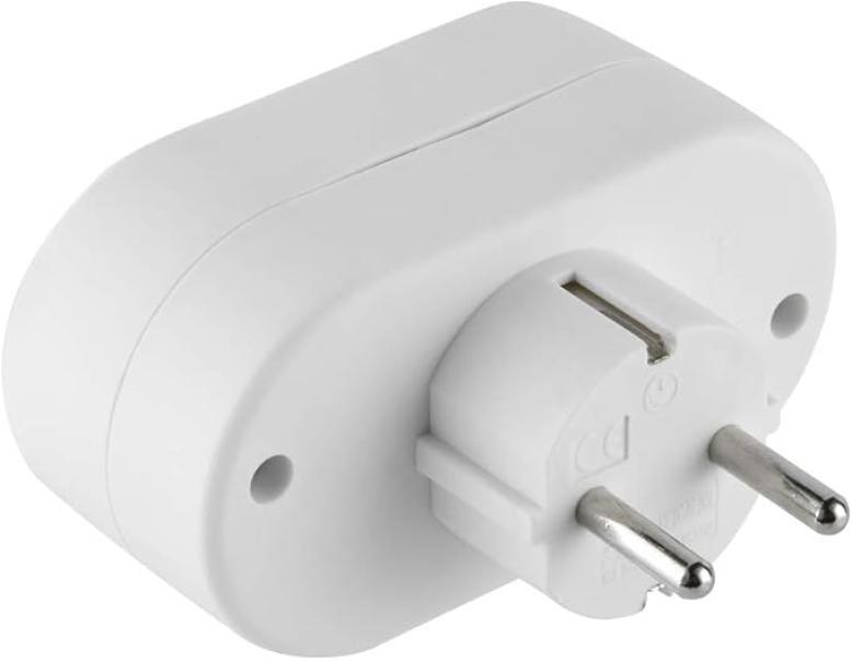 adattatore doppio schuko 16a bianco elecraline dettaglio spinotti e prese