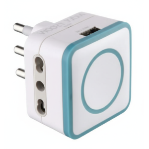 Adattatore triplo gummy 2 prese bivalenti 10 16a usb 1.2a blu  72087