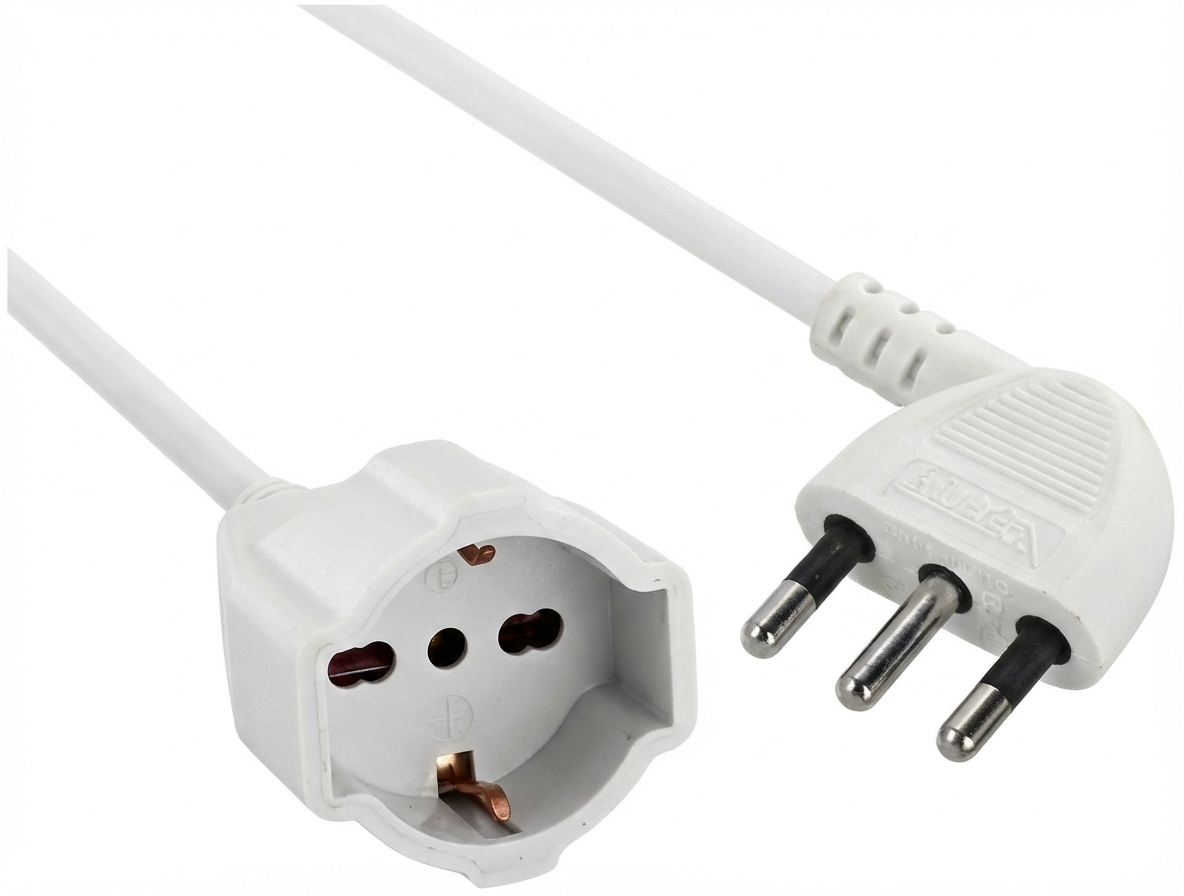 prolunga elettrica bianca 3 poli con spina 16a e presa universale vista dettaglio
