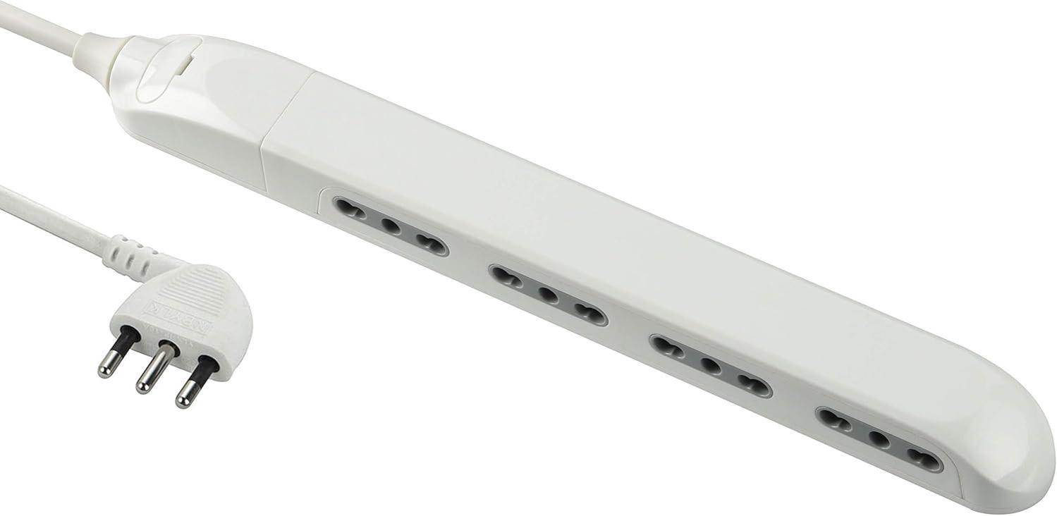 multipresa slim bivalente 4 posti con cavo bianca electraline vista diagonale