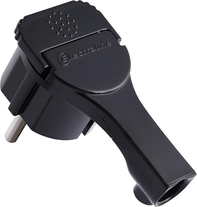 spina schuko extra piatta nera Electraline vista frontale prodotto compatto salvaspazio