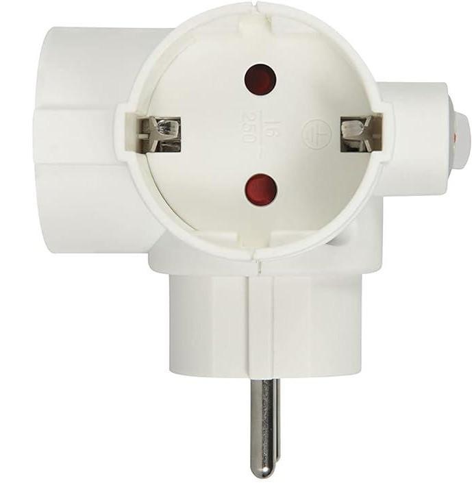 adattatore triplo schuko laterale bianco electraline vista interna presa frontale