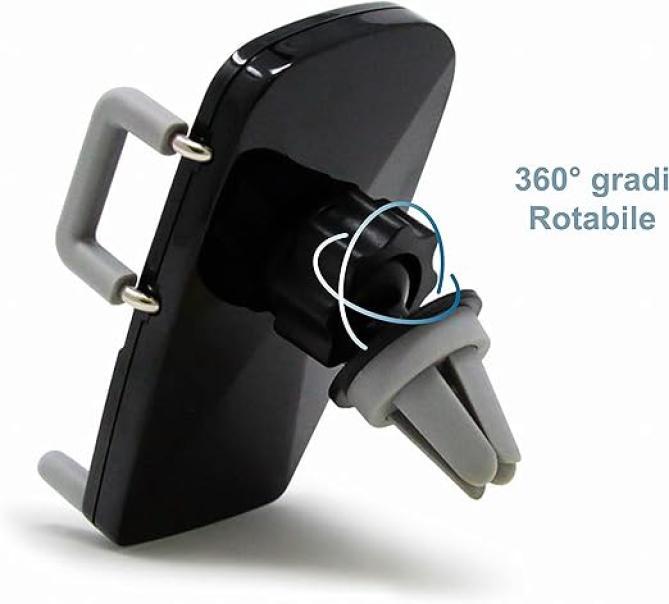 Dettaglio supporto cellulare auto Electraline regolabile orientabile per bocchette