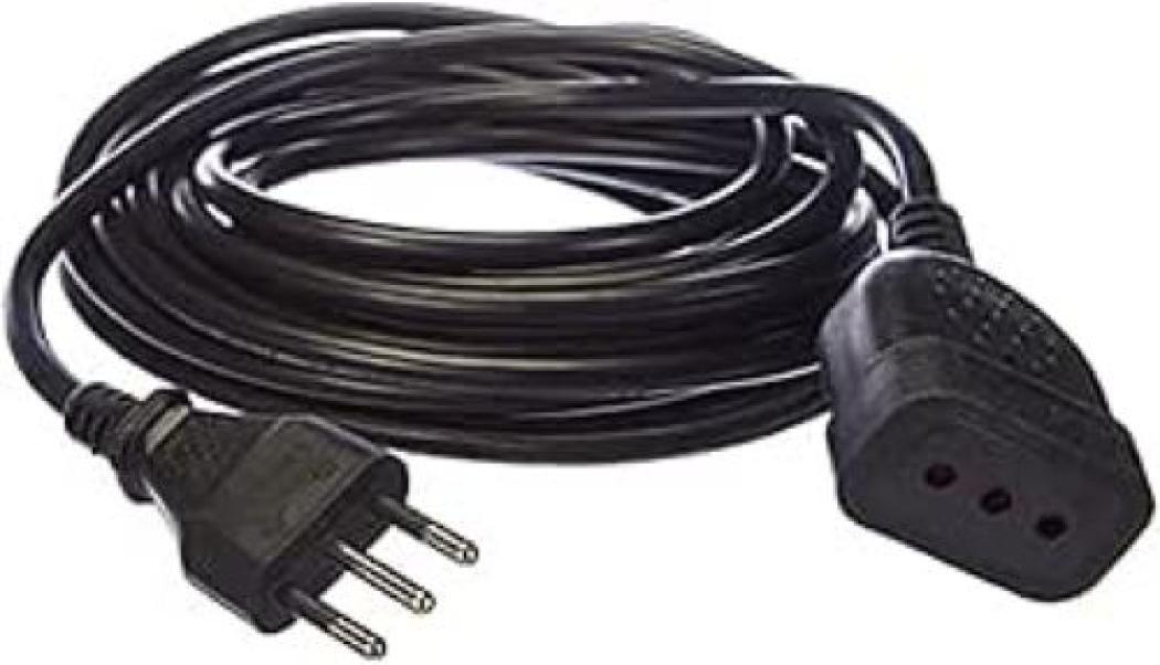 prolunga elettrica nera 5 metri con presa e spina bivalente electraline