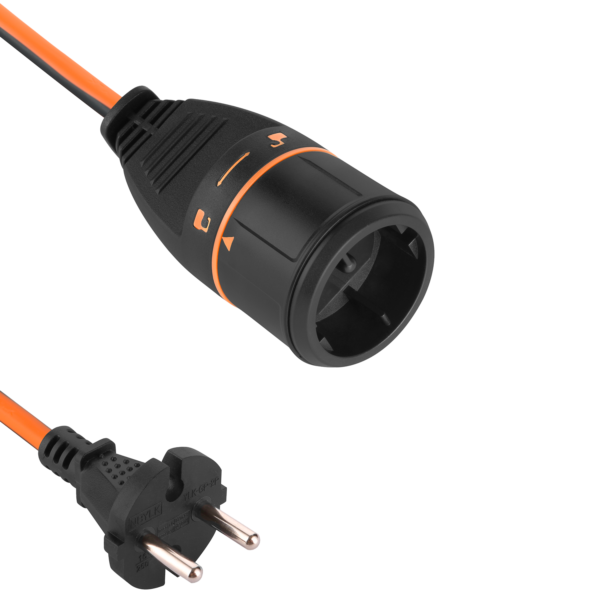 prolunga elettrica electralock electraline con cavo arancione e presa schuko 20 metri