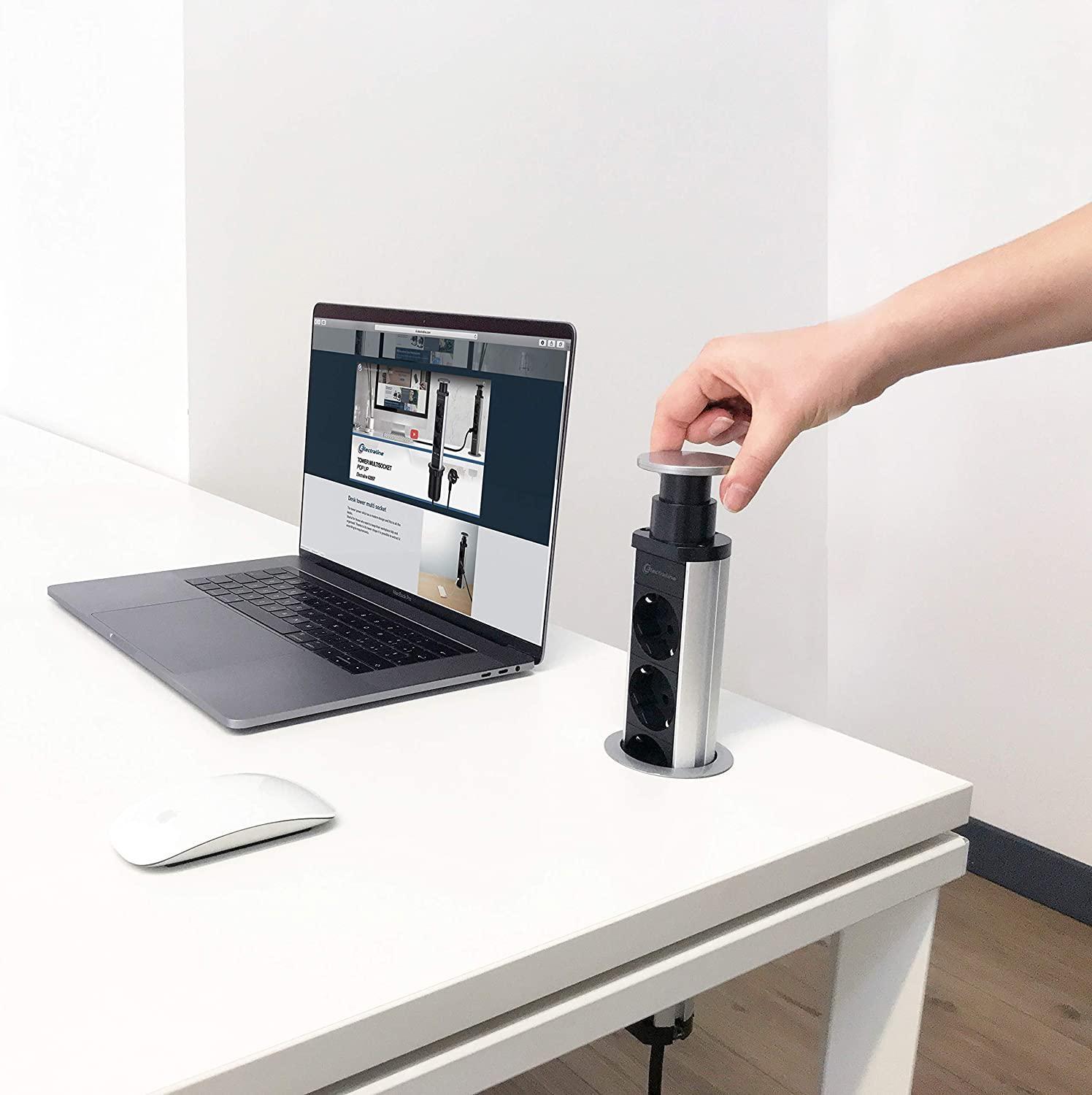 multipresa tower da scrivania incasso 3 prese 2 usb electraline 60 mm