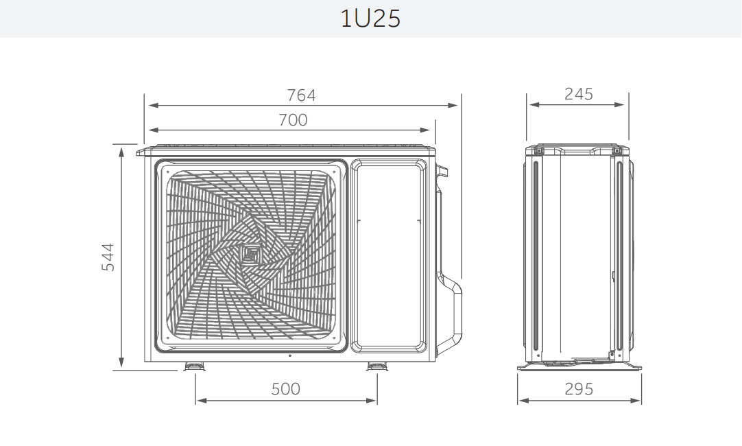 dimensioni unitu00e0 esterna climatizzatore haier 9000 btu 700 x 245 x 544 mm