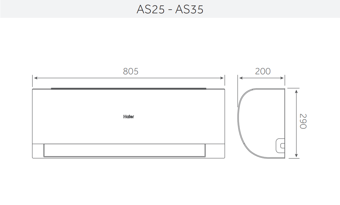 dimensioni unitu00e0 interna condizionatore haier as25 as35 disegno tecnico