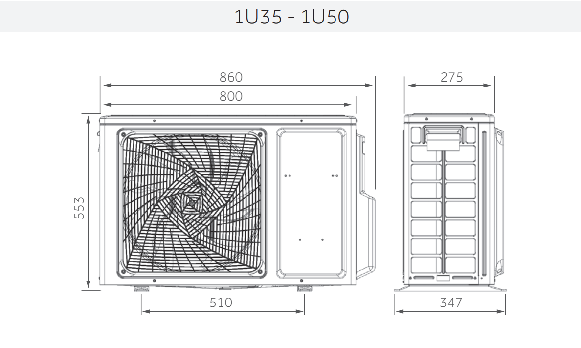 dimensioni unitu00e0 esterna condizionatore haier 1u35 1u50 disegno tecnico